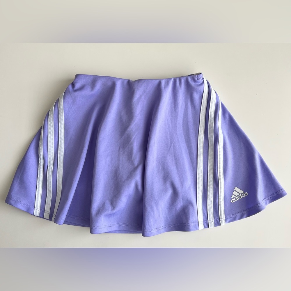 Adidas Girls 3 white stripe purple tennis athletic skort XS 6